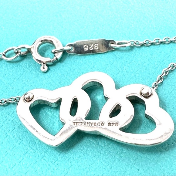 Authentic Tiffany & Co. Elsa Peretti Silver Triple Link Open Heart Necklace - Picture 2 of 14